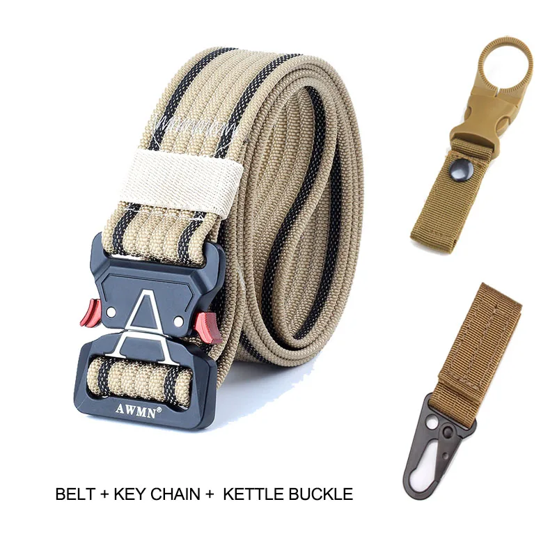 KB2 Army Military Tactical Belt New Outdoor 125cm Cobra Alloy Buckle Nylon Casual Combat Belt Men Women Training Belt AE103 - Цвет: KB2