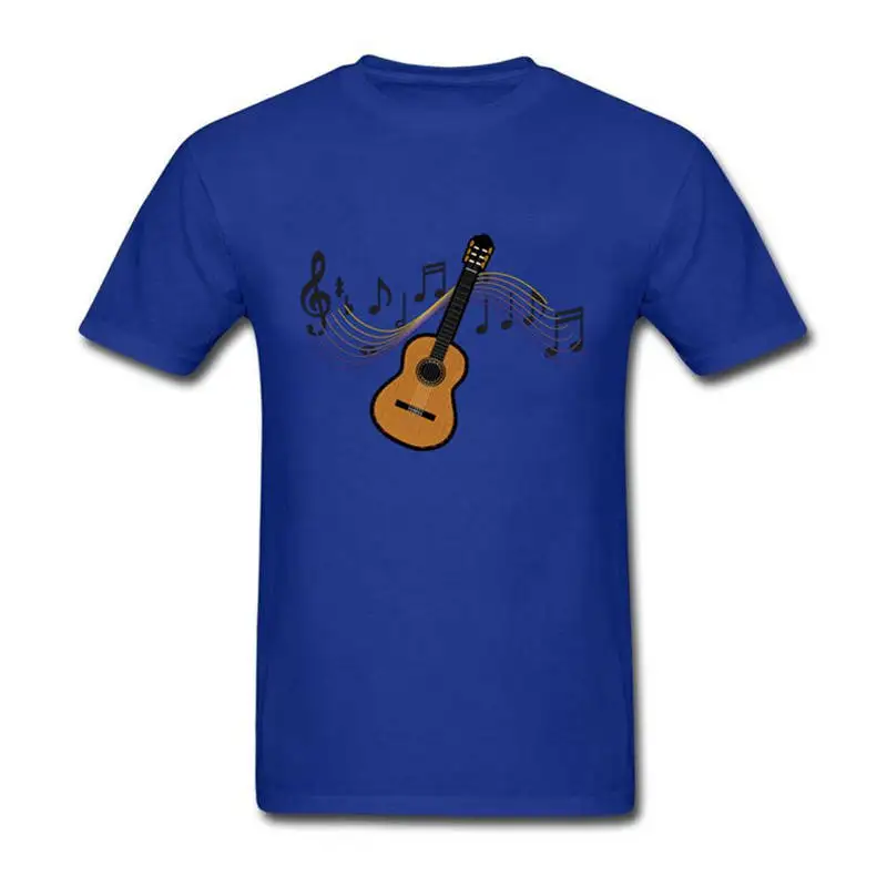 Ретро футболки экипаж шеи Графический народная Акустическая гитара короткий