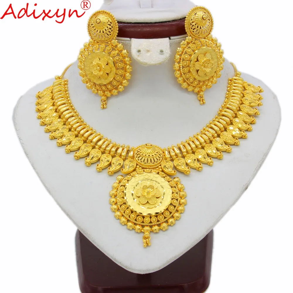 Adixyn индийские большие тяжелые комплекты украшений для женщин золотого цвета