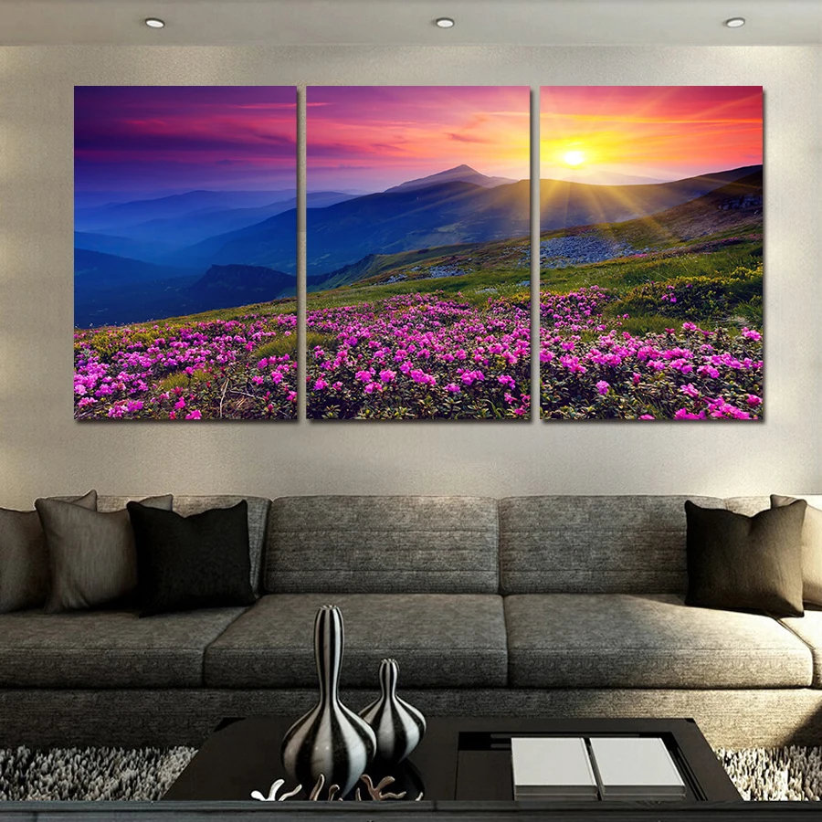 Новинка 2017 хит 3 шт. без рамки закат и горные стены Современный домашний декор