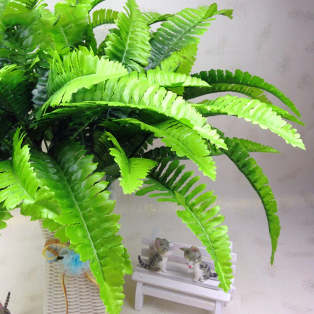 Simulation Fern Persian Grass Green Plant Artificial Leaves Fake Flower Wall Hanging Home Wedding Decoration 7 Fork/Bouquet | Дом и сад
