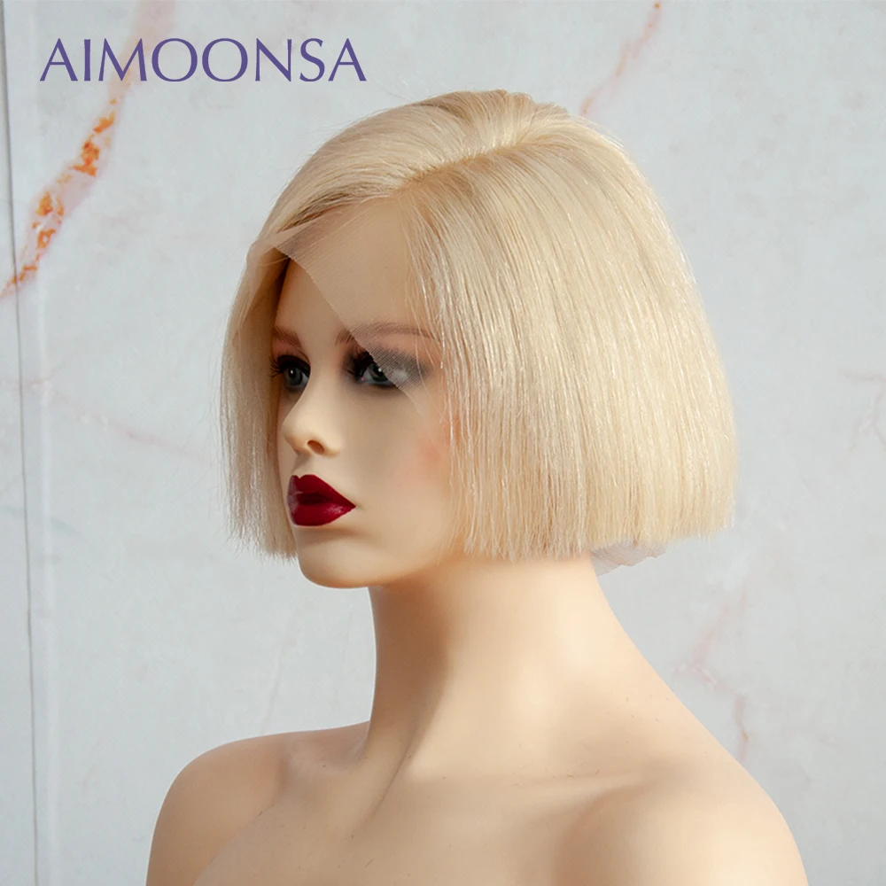 13x6 613 короткий Боб человеческие волосы парики Pixie Cut Кружева передние для черных