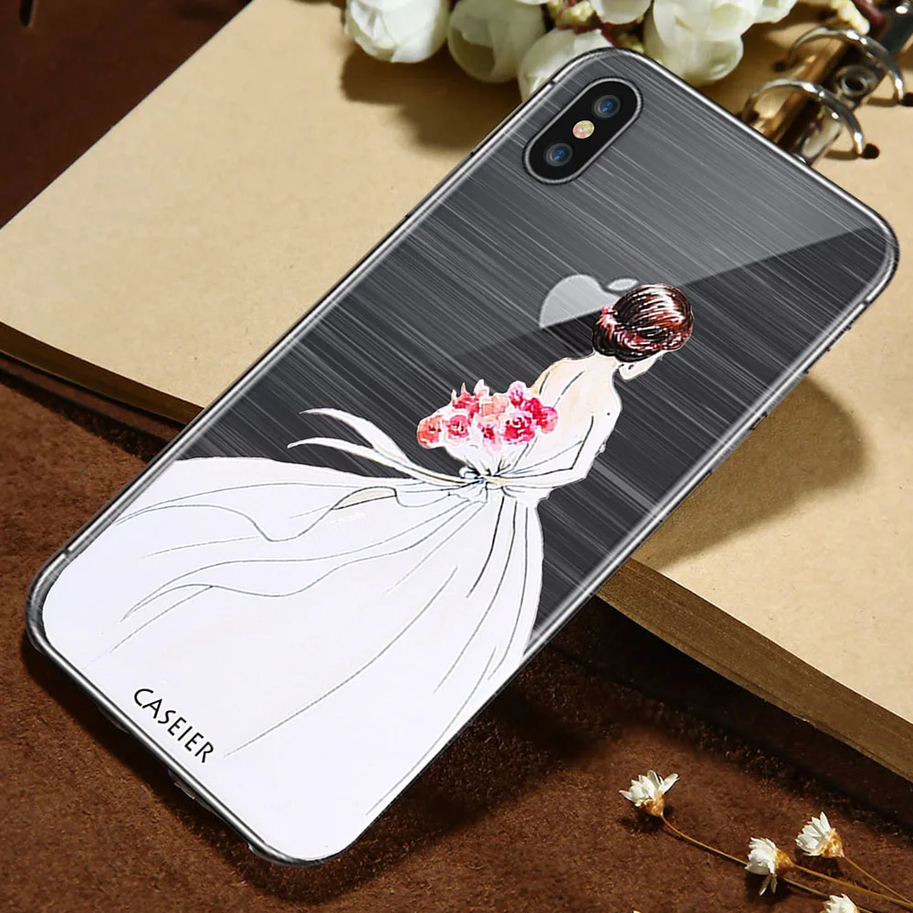 CASEIER 3D Emboss Phone Case For iPhone X 7 Soft TPU Silicone Cases 6 6s 8 Plus Umbrella Girl Sexy Funda Capinha |