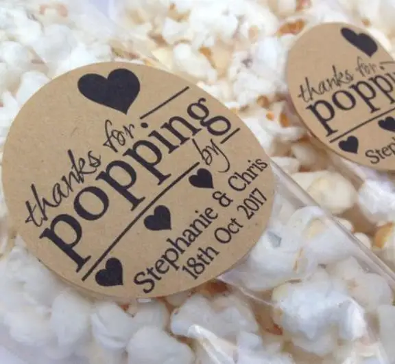 Personalize Thanks for popping by Wedding gift Stickers Enve