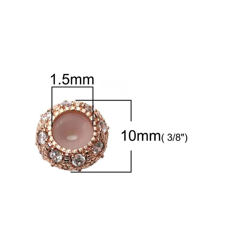 DoreenBeads медные ползунок с застежкой круглые шарики из розового золота силиконовые