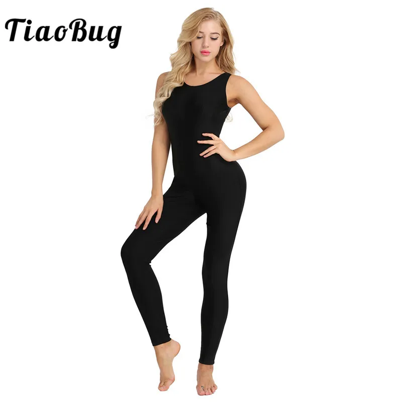 

TiaoBug Women Sleeveless Stretchy Unitard Yoga Dance Bodysuit Adult Gymnastics Leotard Sports Jumpsuit Ballet Practice Dancewear