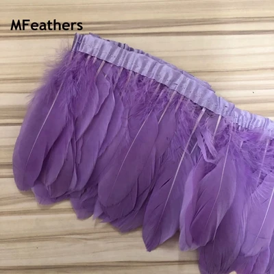 light purple Небесно-Голубое украшение из гусиных перьев(цена за 10 ярдов) гуси украшение из гусиных перьев полоски boas для Шали Обертывания ткани шнурки пояса ремесла - Цвет: light purple