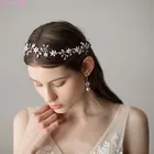 Jonnafe блеск свадебный цветок с кристаллами серебряные Цвет Оголовье Тиара ювелирные изделия ручной работы головной убор для невесты свадебные украшения для волос аксессуары