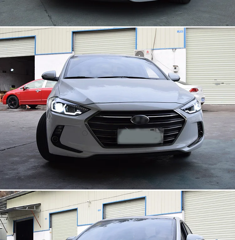 KOWELL автомобильный Стайлинг для- фары для автомобиля Hyundai Elantra СВЕТОДИОДНЫЙ Фонарь СВЕТОДИОДНЫЙ DRL+ сигнал поворота Биксеноновые линзы Высокий Низкий Луч