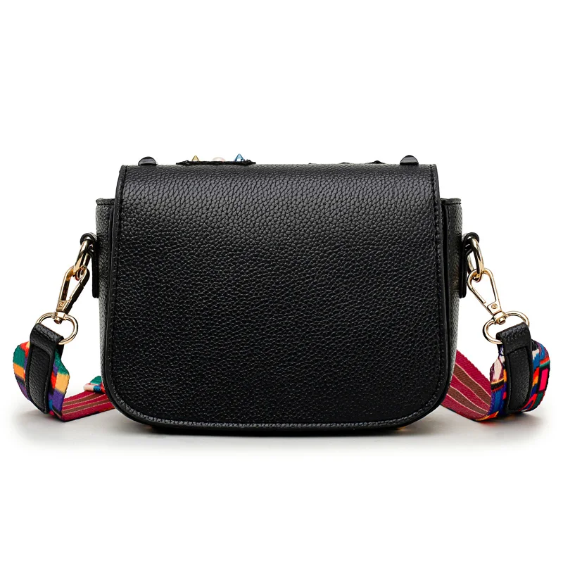 Для женщин кожа сумка заклепки вышивка замок HASP Сумка Женский печати Crossbody 2018