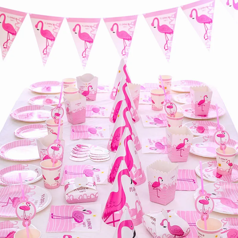 

Cyuan Flamingo Party Decor Pink Flamingo Paper Plate Cup Napkins Summer Beach Pool Party Favors Birthday Party Decoration Kids