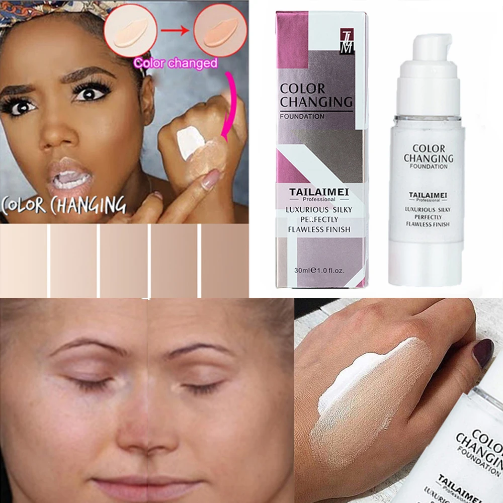 

TLM Color Changing Liquid Foundation Base Makeup Colour Changing Foundation Makeup Base Waterproof Lasting Nude Face Li