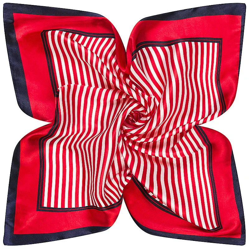 60cm spring fashion sport scarf for women neckerchiefs 2018 new geometric stripes women's silk small neck scarves a187 | Аксессуары