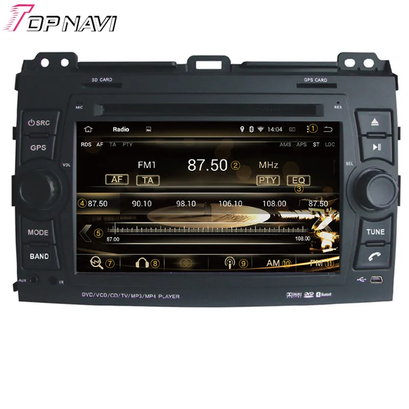 Topnavi Octa Core 4 Гб RAM Android 6 0 автомобильное радио для Toyota Prado 2002 2003 2004 2005 2006 2007 2008 2009 с DVD