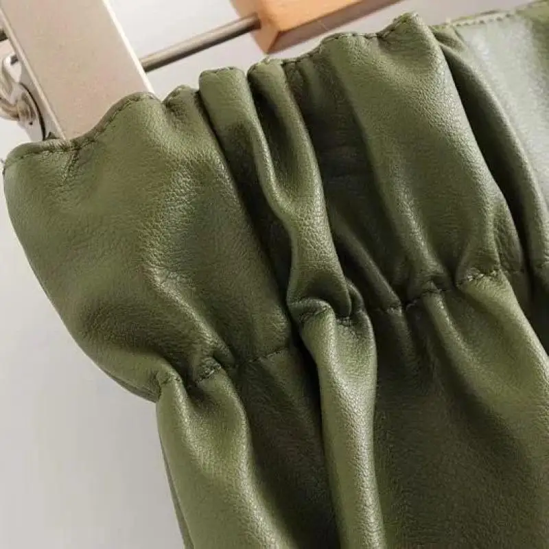 

2019 Spring New Arrival Leather Skirt The United States Style Slim Solid Color Waist Double Pockets Mini Skirt clothes