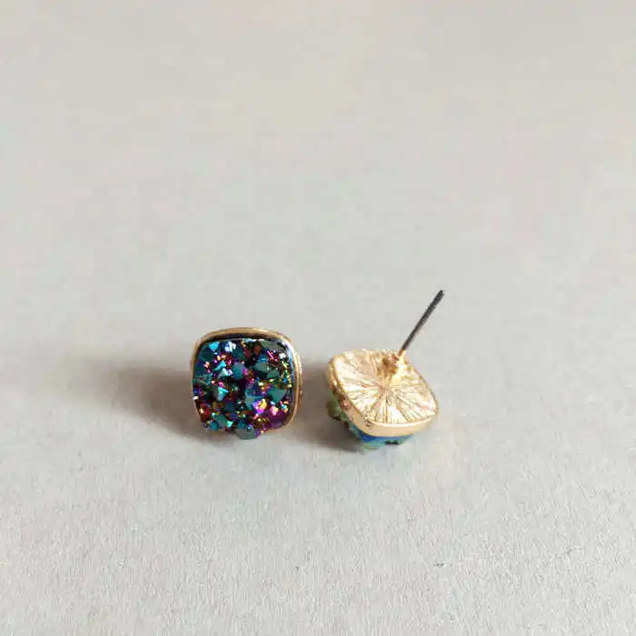 Ювелирные изделия Joolim, 5 цветов, Quartze Druzy, серьги-гвоздики, модные ювелирные изделия