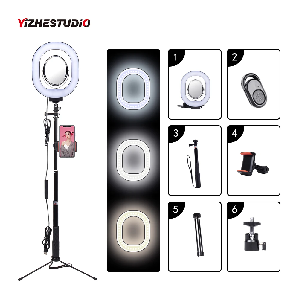 Yizhestudio 3500 5500k светодиодный светильник для селфи с регулируемой яркостью