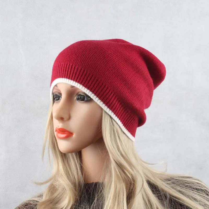 Женские вязаные шапки skullies из кашемировой шерсти в стиле пэтчворк на осень и