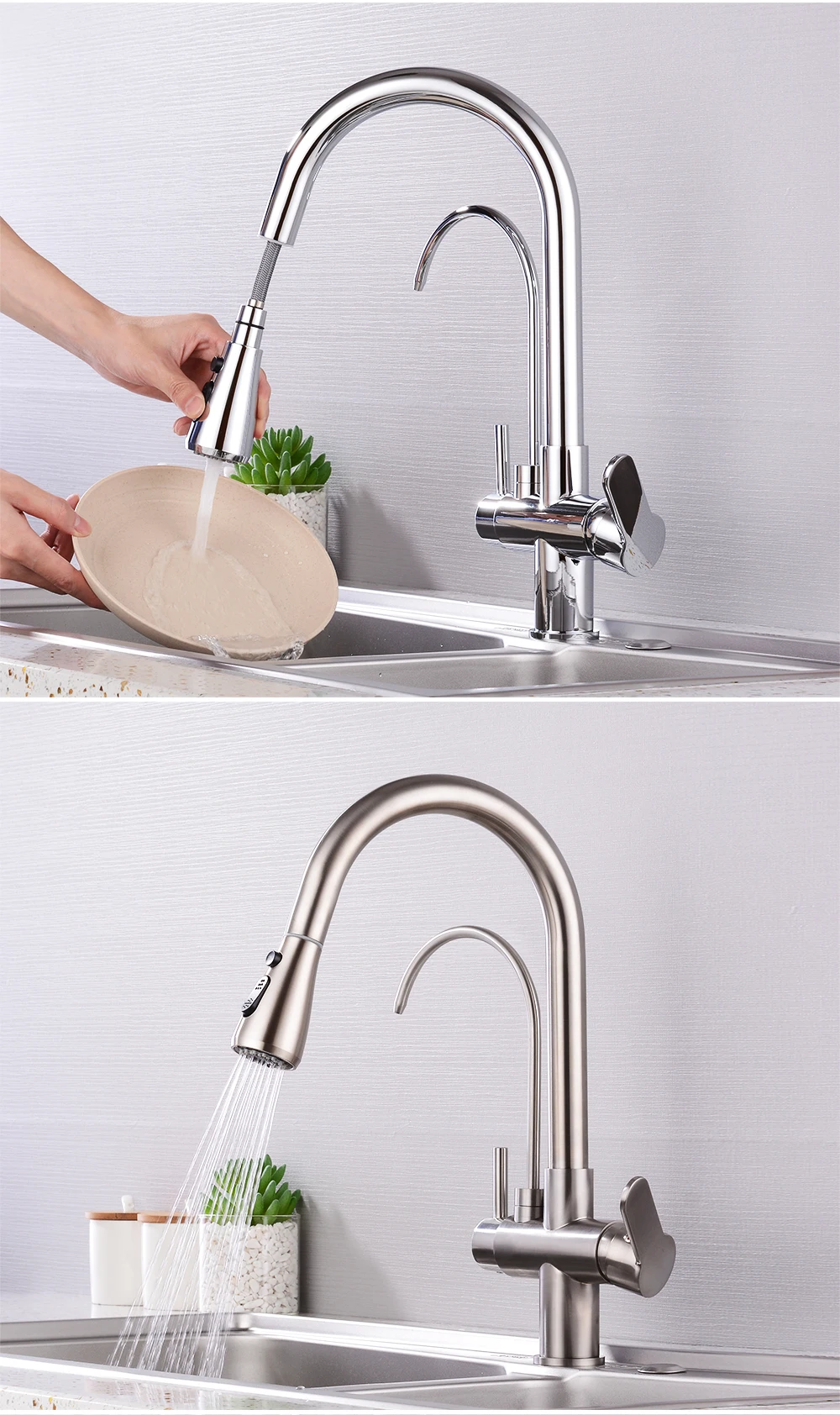 Вытяжной кухонный смеситель torneira para cozinha de parede кран для кухни фильтр для воды кран Три способа смеситель для раковины кухонный кран