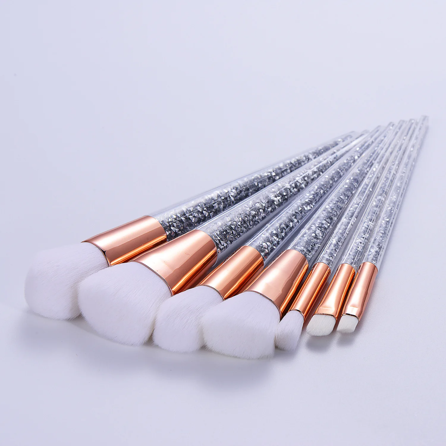 Новинка 7 штук серебристого цвета со стразами Кристальные кисти для макияжа
