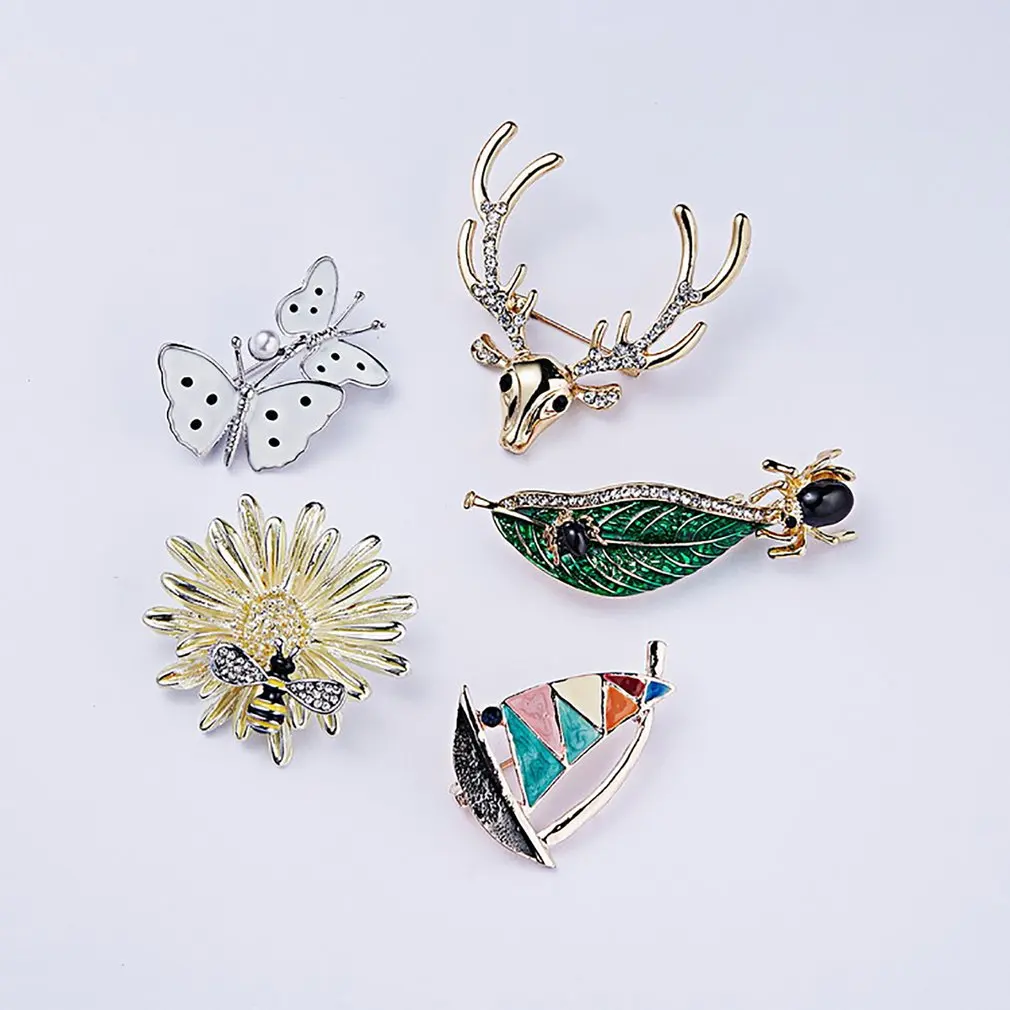 Креативный Сплав Брошь Подсолнух пчела Стразы Декор-брошь ювелирные изделия для