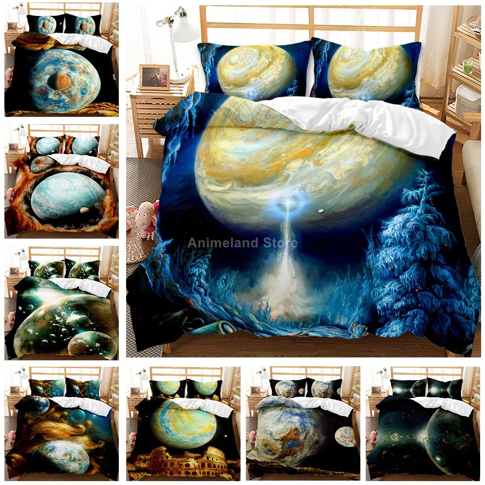 

2021 Planet Universe Earth 3D Print Comforter Bedding Sets Queen Twin Single Size Duvet Cover Set Pillowcase Home Textile Luxury