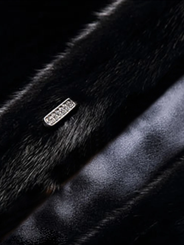 Зимнее удлиненное черное толстое теплое женское пальто из искусственной норки с