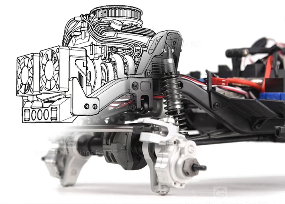 RC автомобиль F82 V8 имитирует двигатель охлаждения вентилятор радиатора для 1/10 RC Гусеничный TRAXXAS TRX4 осевой SCX10 90046 Redcat GEN8