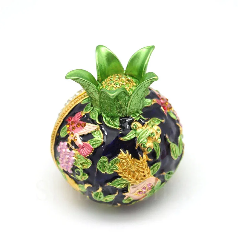 Коробочка в форме граната с фруктами Оловянная металлическая шкатулка для