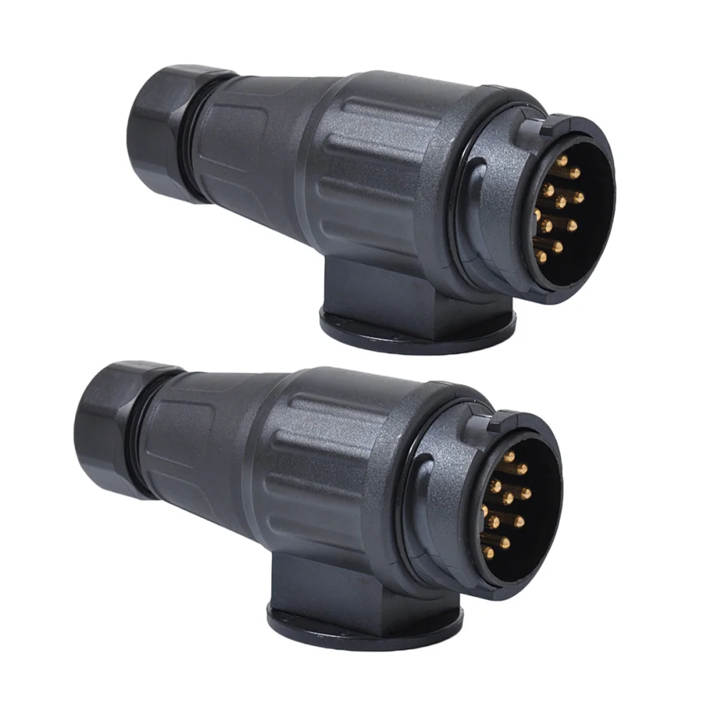 

2pcs 12V 13 Pin Trailer Plug Adapter Nylon 13 Pole Trailer Electrical Connector Wiring Connector Adapter (Black)