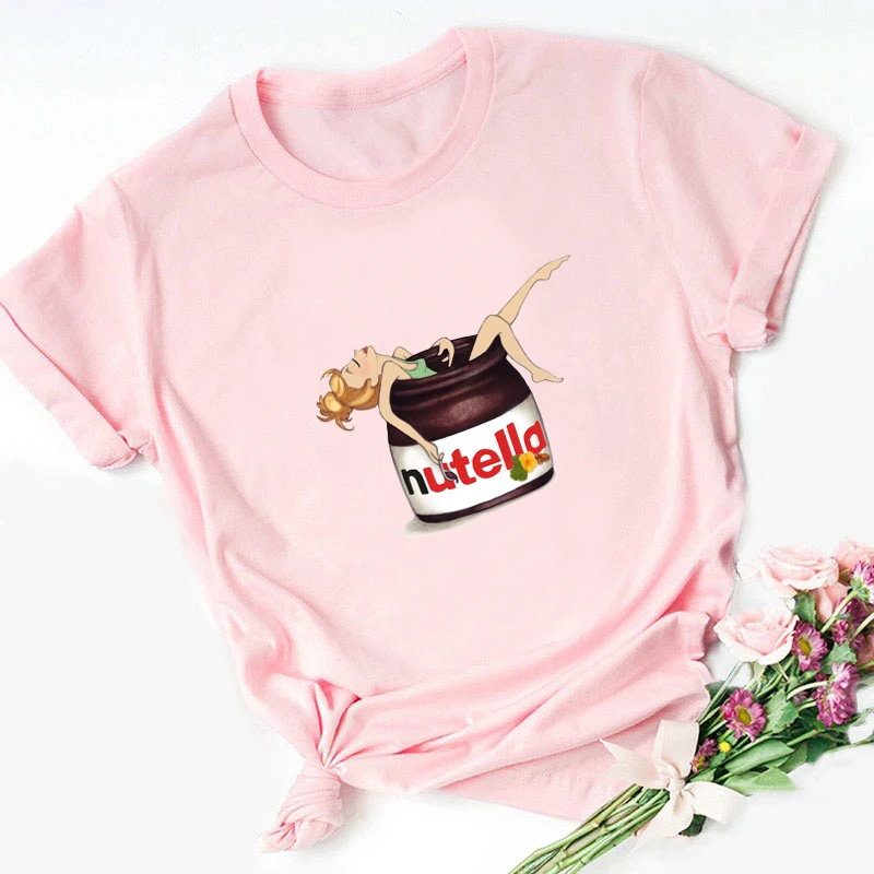 ERNESTNM забавная женская футболка с принтом арахисового масла розовая Модальная