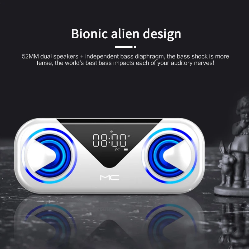 Smart LED Alarm Clock Speaker Portable Wireless Bluetooth-compatible for TF Card AUX USB Atmosphere Light | Электроника