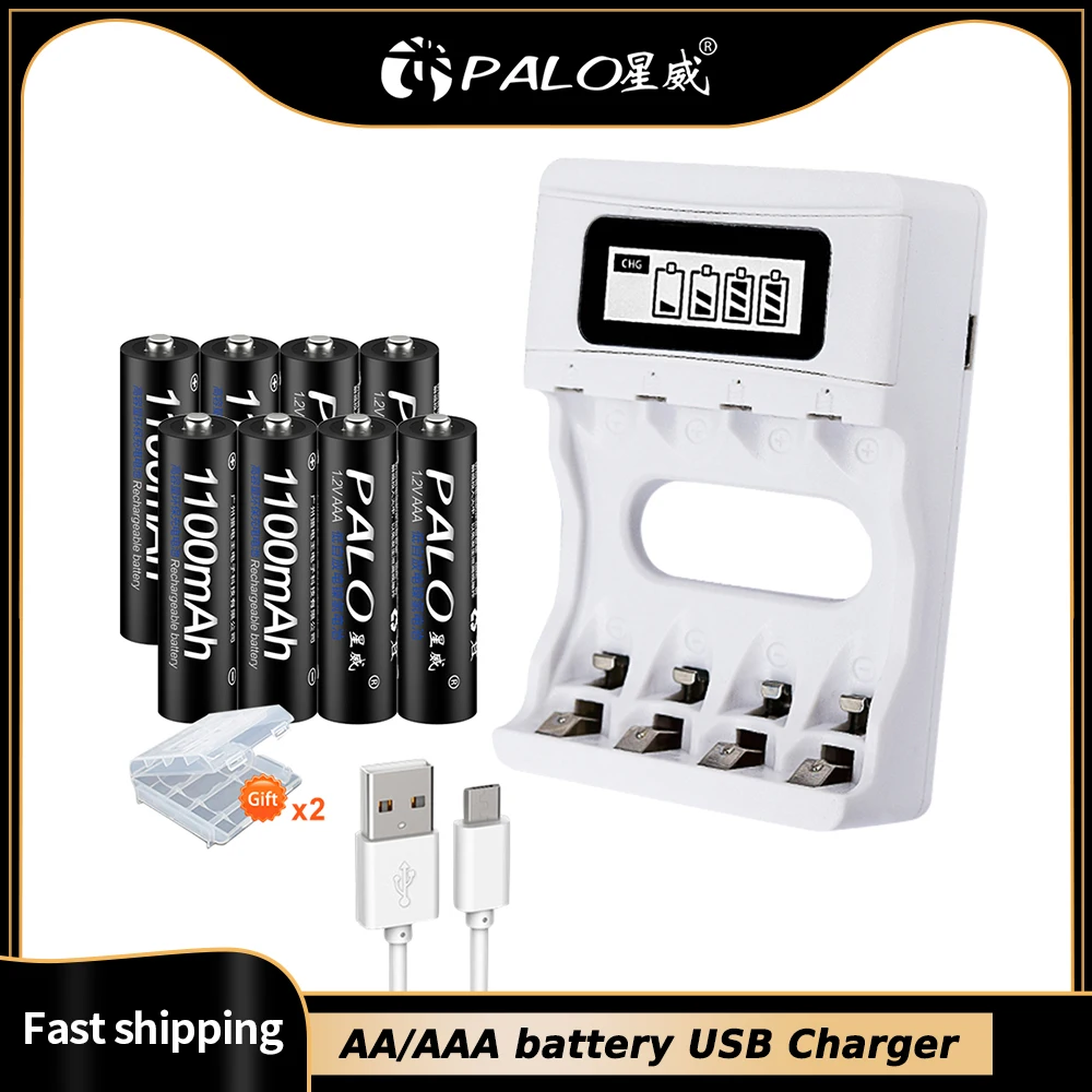 

PALO 100% new AAA battery 1100 mAh rechargeable battery, 1.2 V AAA Ni-MH batteries, for clocks, mice, computers,Microphon