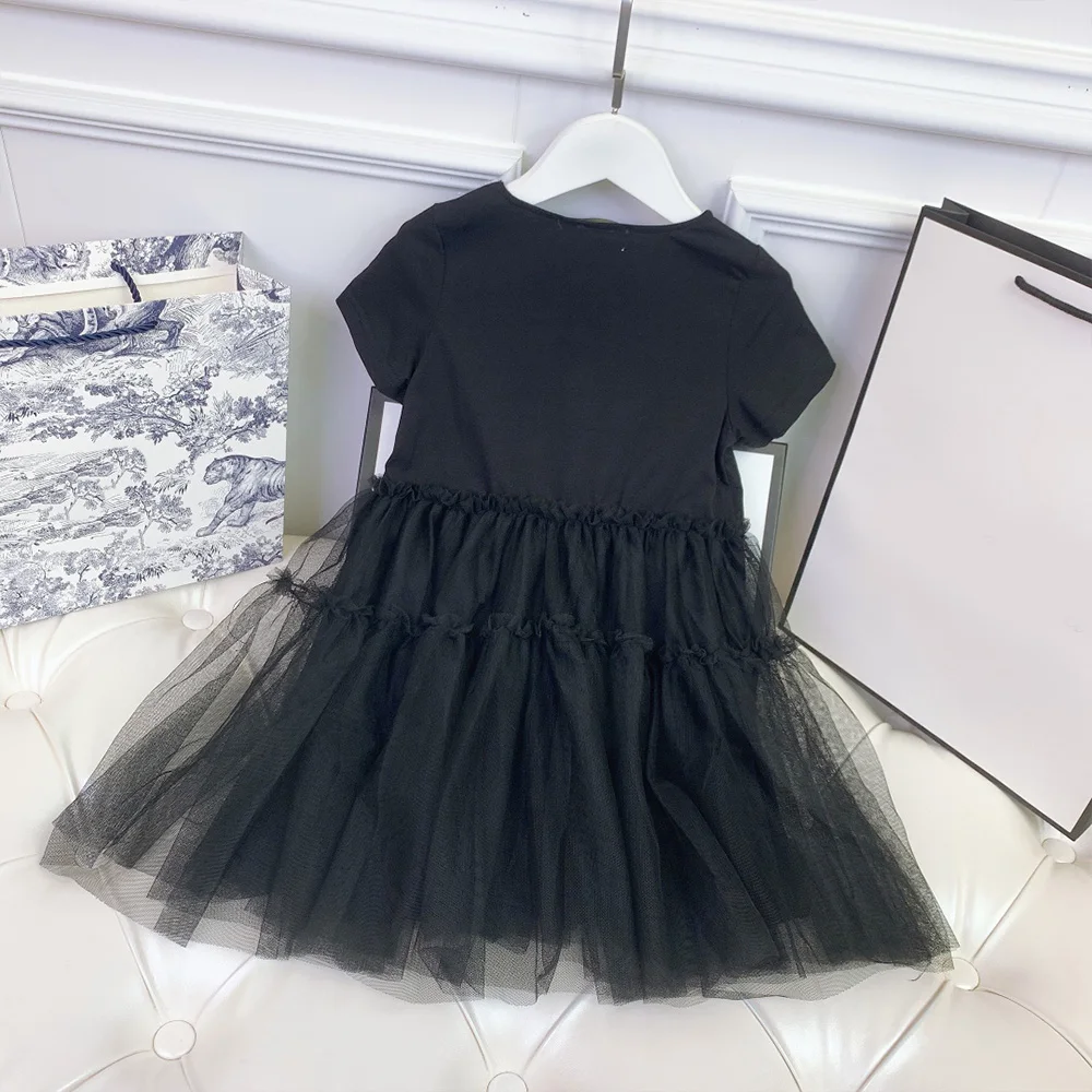

High end children's clothing girls' short sleeve skirt 2021 summer new Lolita baby mesh dress