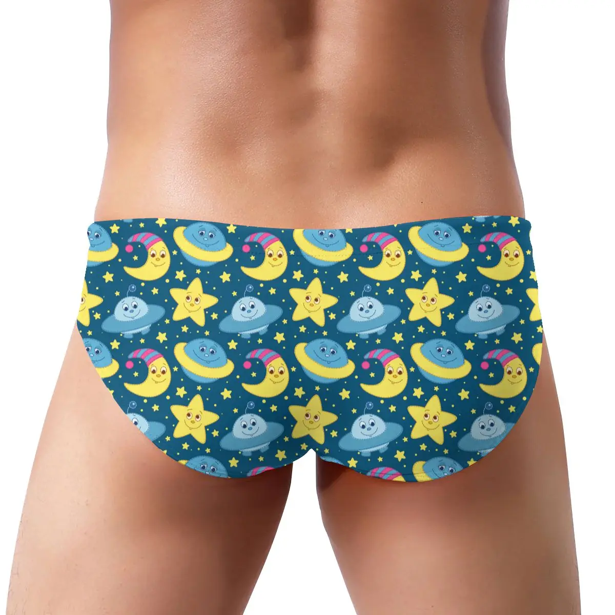 

Hot Mens Swimsuit Swimwear Male Sexy Swimming Shorts Men Surf Board Beach Shorts Cartoon Astronaut Space Ship Men Swim Trunks