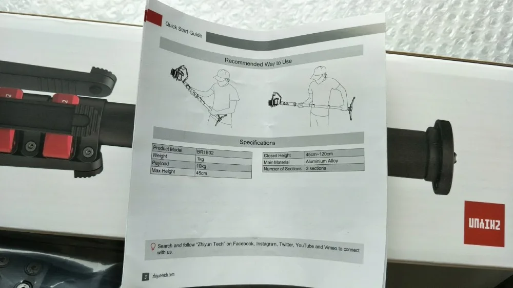 Zhiyun Weebill Lab S Телескопический монопод с удлинителем с 1/4 до 3/8 srew для крана 2 3 Crane-M Plus MOZA Feiyu Gimbal