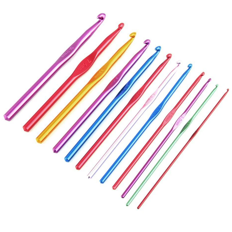 крючки для вязания Крючок 12 Шт./компл. многоцветный Алюминиевые Иглы Крючки Набор
