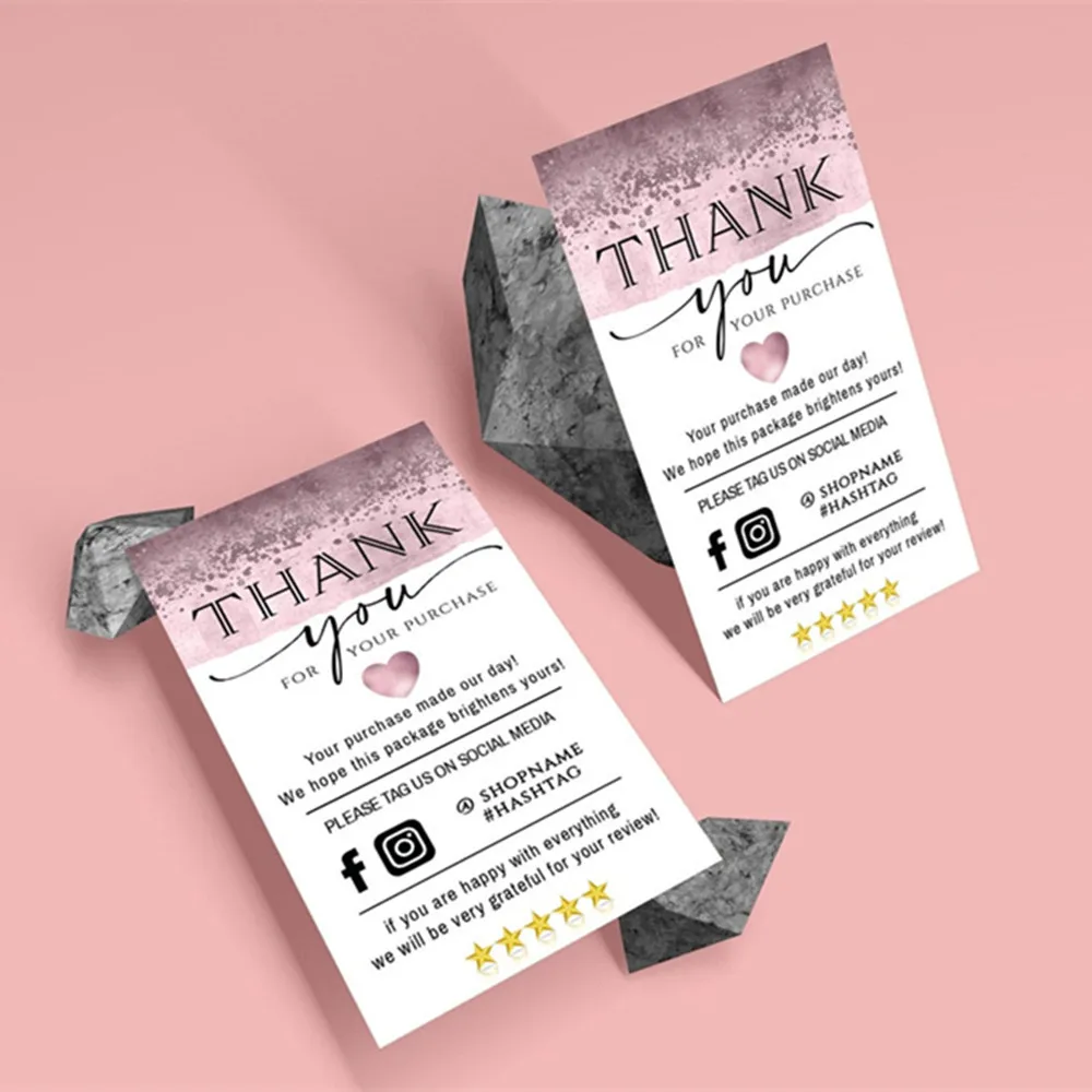 

Personalize FEMININE Mini Thank You For Your Purchase Cards ,Custom Text Social Media Card ,Business Name Card