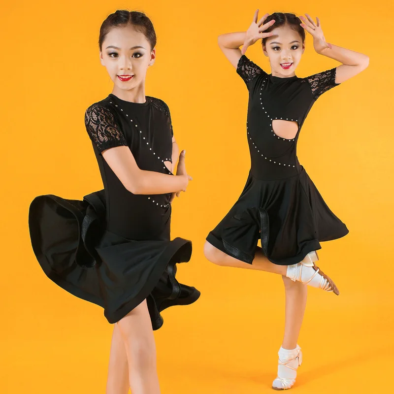 Children Professional Latin Dance Dress for Girls Ballroom Competition Dresses kids Modern Waltz/tango / Cha Costumes | Детская одежда