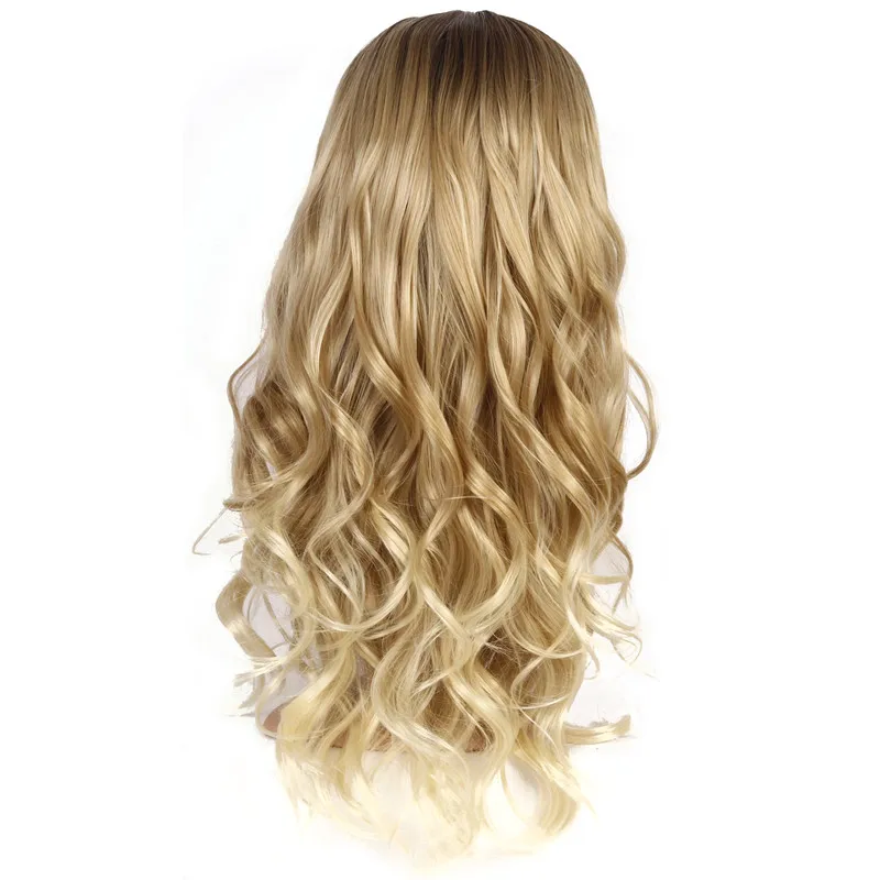 

Long Honey Blonde Body Wave Wig Ombre Blonde Natural Wave Synthetic Wigs for Black Women High Temperature Middle Part Lolita Wig