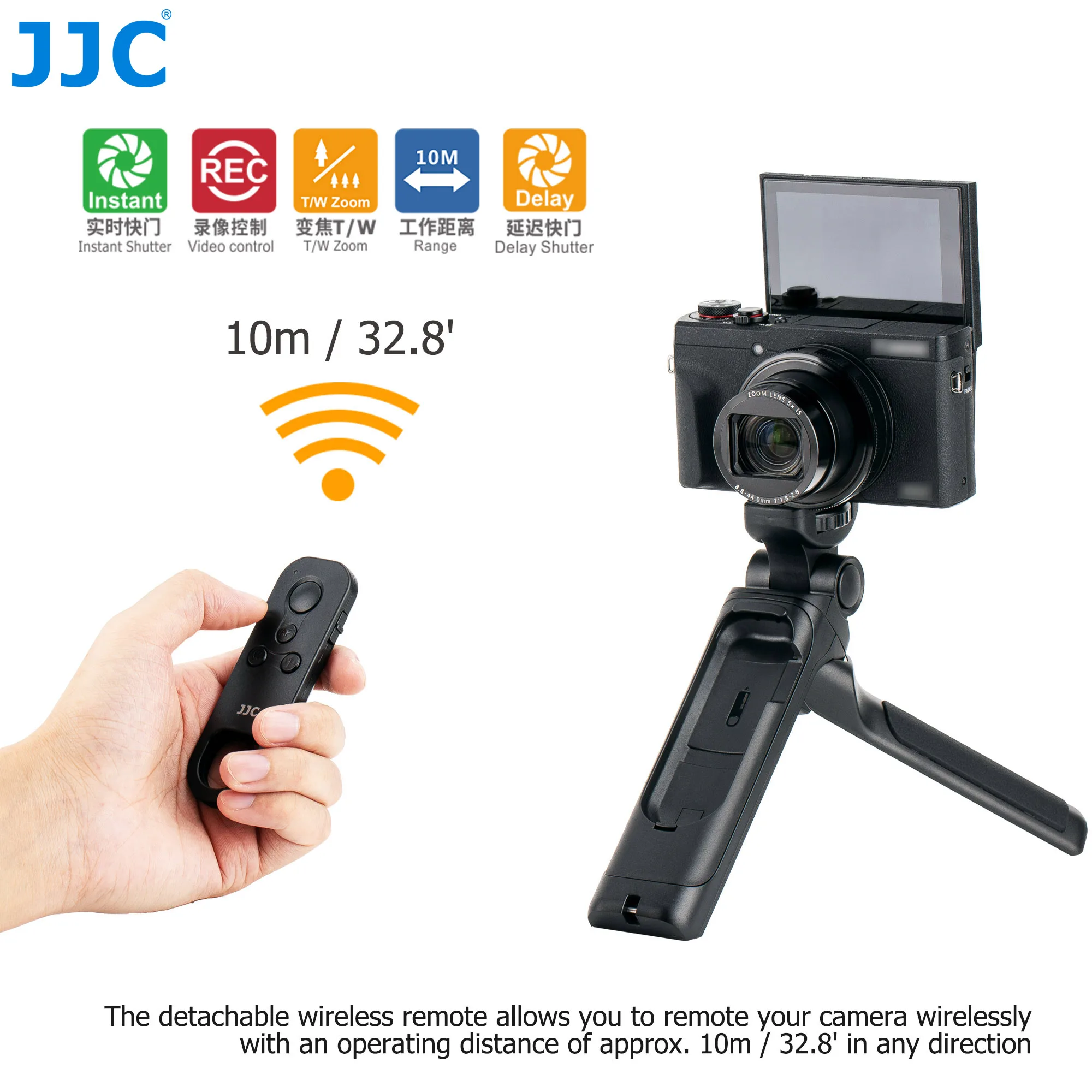 JJC Wireless Remote Control Grip Tripod for Canon EOS R RP R5 R6  M50 M6 Mark II 850D 200D II 90D 77D 6D Mark II HG-100TBR BR-E1