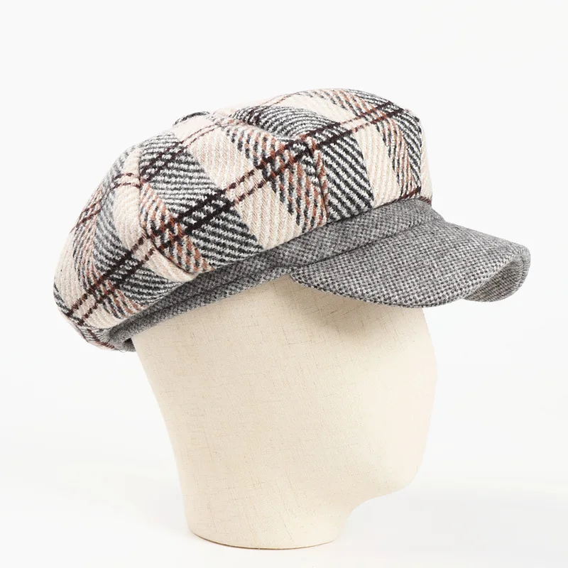 2020 хлопок плед Восьмиугольные шляпы для женщин и мужчин береты художника шляпа