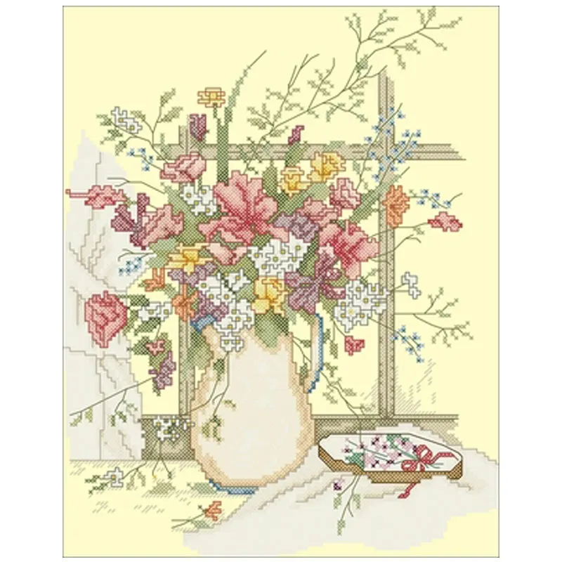 

Flower vase patterns Counted Cross Stitch 11CT 14CT 18CT DIY Chinese Cross Stitch Kits Embroidery Needlework Sets