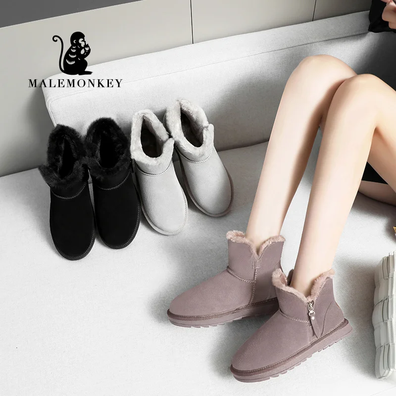 

2020 Winter Snow Boots Fashion Plus Velvet Thick Warm Cotton Shoes Black Platform Ankle Boots Women New 043326