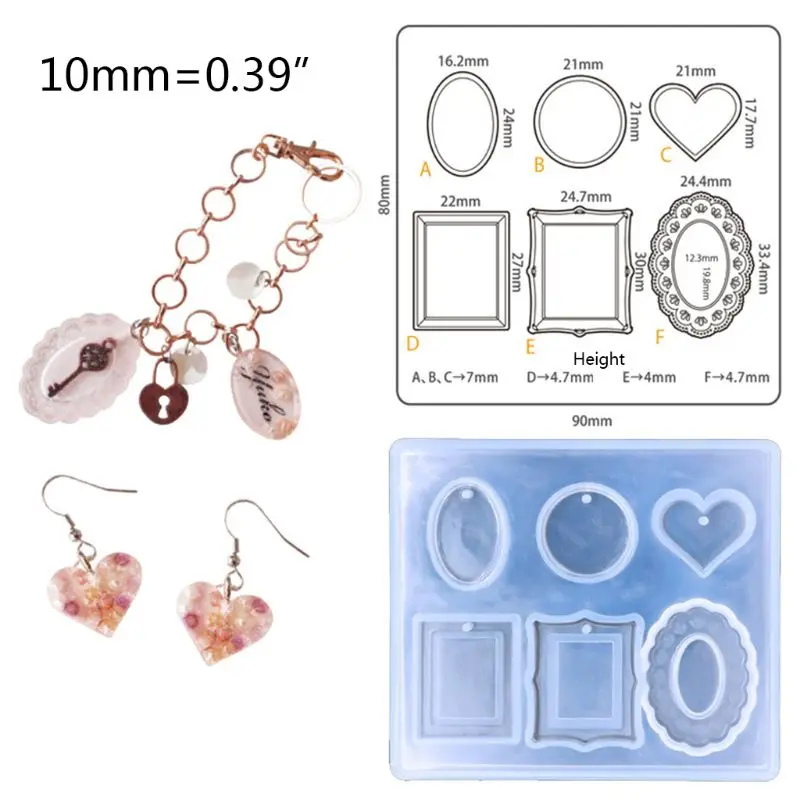 

DIY Epoxy Mould Transparent Silicone Mold Pendant for Jewelry Polymer Crafts Making Molds with Hole
