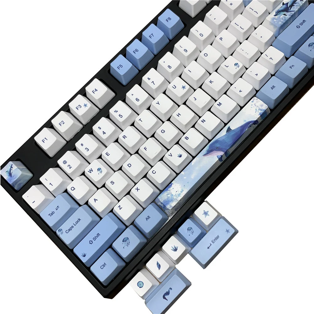 Колпачки для клавиш с сублимационным принтом синего Кита OEM PBT переключатель Cherry