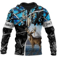 the latest deer hunting 3d printing mens unisex hoodie 3d printing zipper hoodie casual unisex sweatshirt