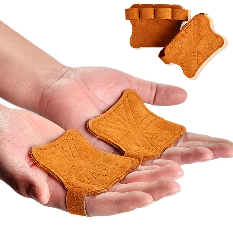 

Fitness Leather Gym Grip Pads 4 Finger Loop Workout Gloves for Powerlifting Crossfit Deadlift Training Gripper Palm Protection