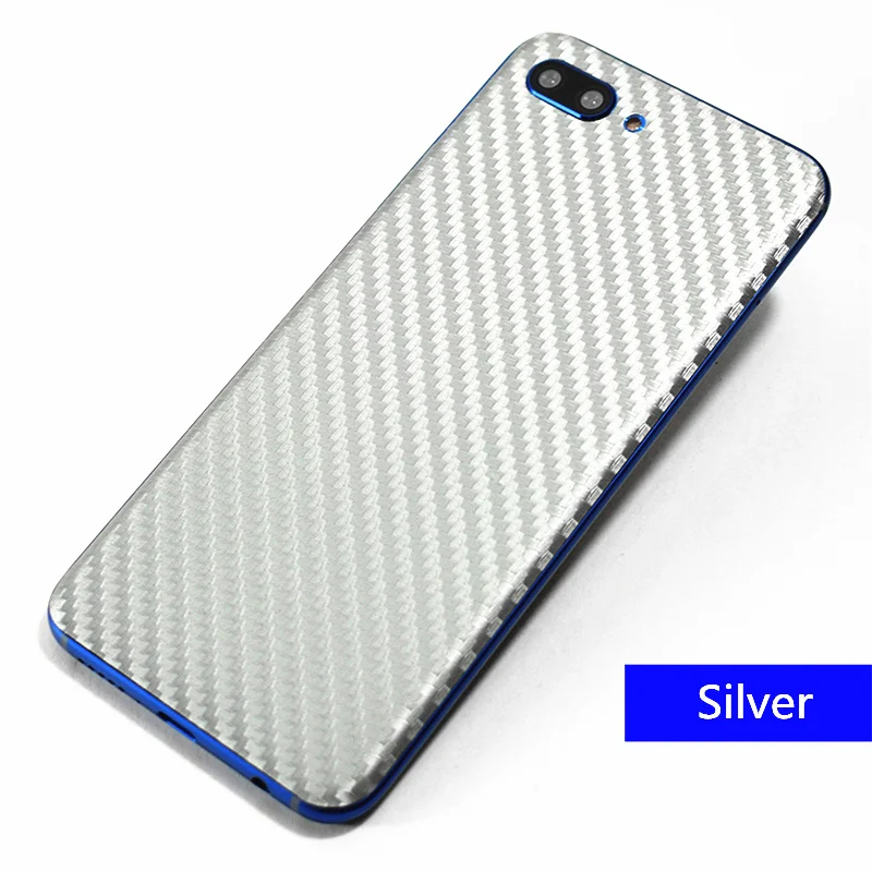 silver 3D стикер из углеродного волокна для тела, наклейки на мобильный телефон, кожаный узор, пленка для huawei Honor 10, защитный чехол, наклейка на заднюю панель - Цвет: silver