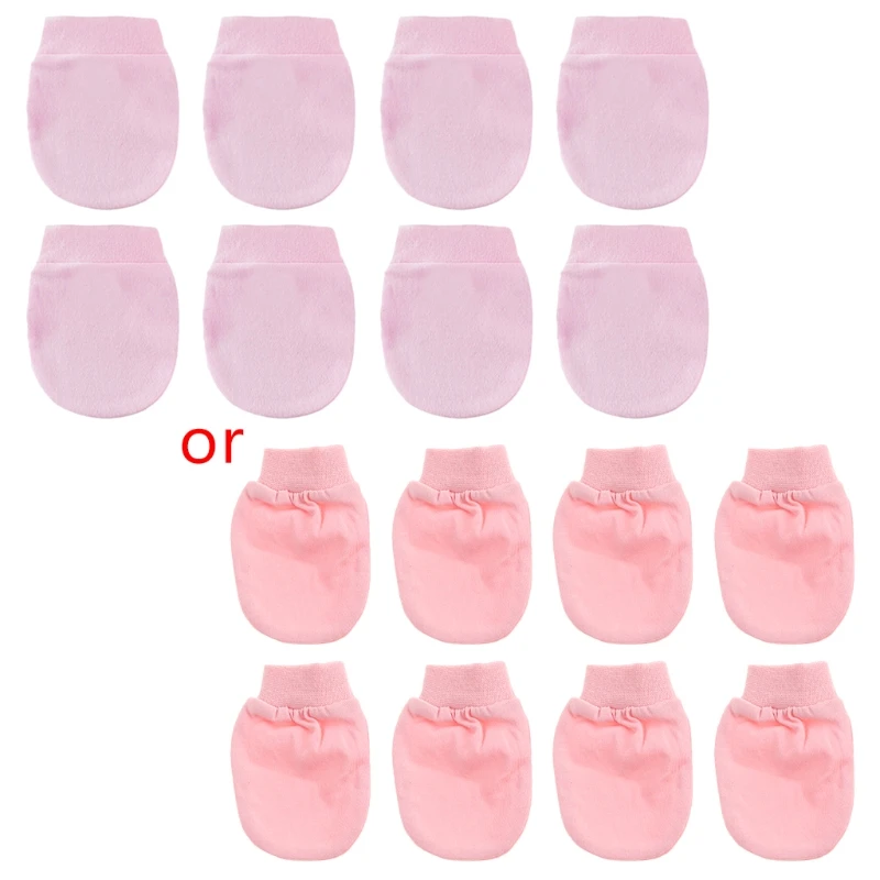 

4 пары/уп. простые милые детские вязаные перчатки для новорожденных антисъемные защитные перчатки для лица H9EF